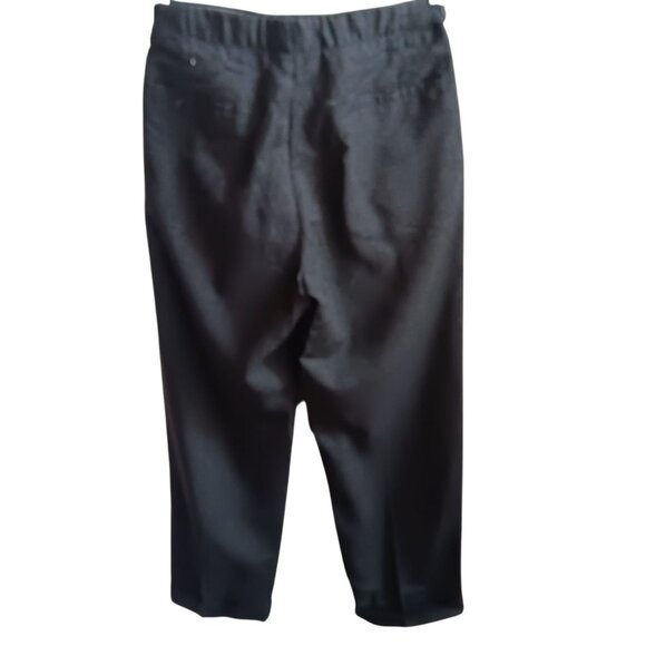 24x27 Boys Vintage Black Wool Blend Dress Pants 1970's Rayon Blend Prep School - Picture 2 of 6